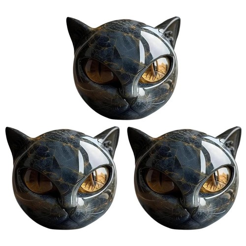 1/2/3 Stück Luxus Schwarze Katze Harz Skulptur - Elegante Wohndeko & Geschenk - Bild 9 von 9