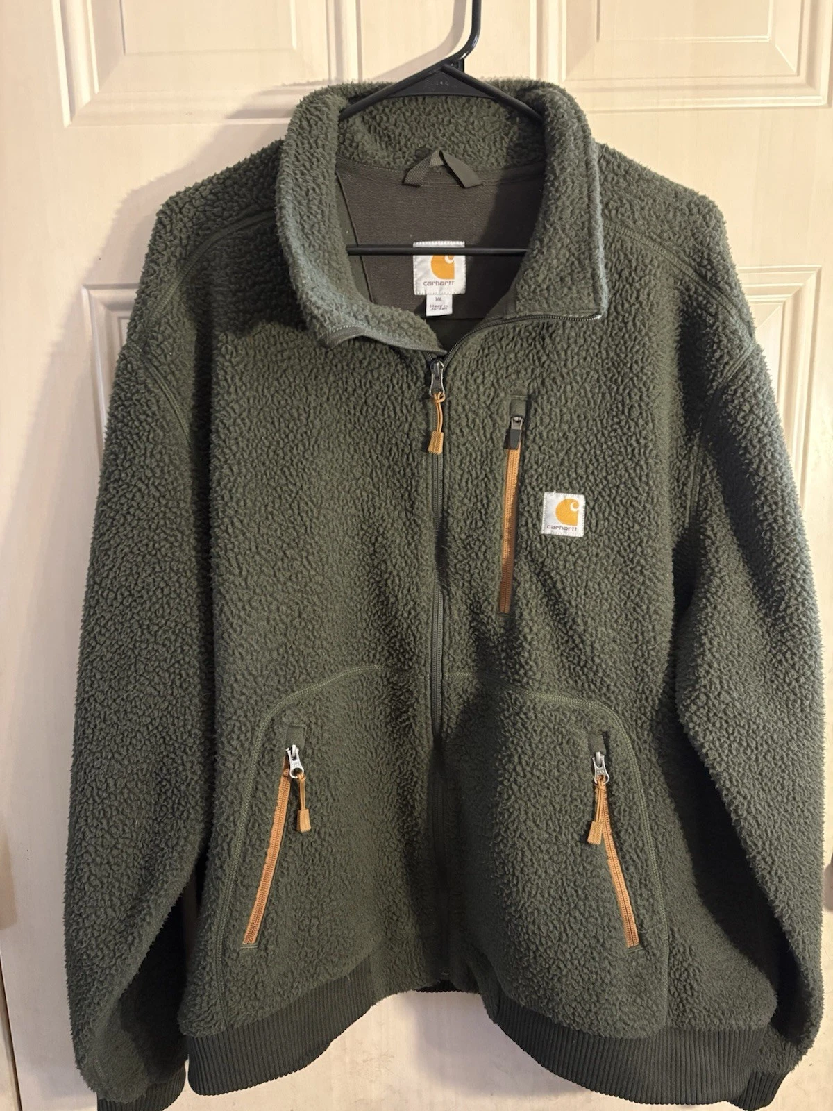 Carhartt Men’s XL Green Fleece Sherpa Zip Up Warm Winter Collared
