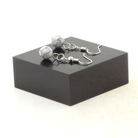 Ohrringe 1 Perle Howlite 8 Mm Aus Edelstahl. Hergestellt In Frankreich.