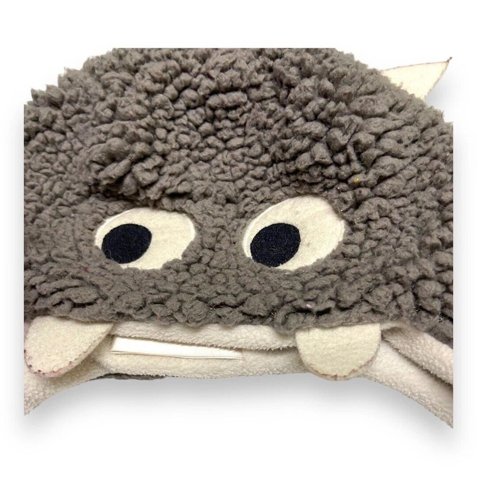 Sombrero Crazy 8 Niños Talla 2-3 Años Monster Buddy Imitación Sherpa Gris Blanco Orejeras Foto 3 de 4