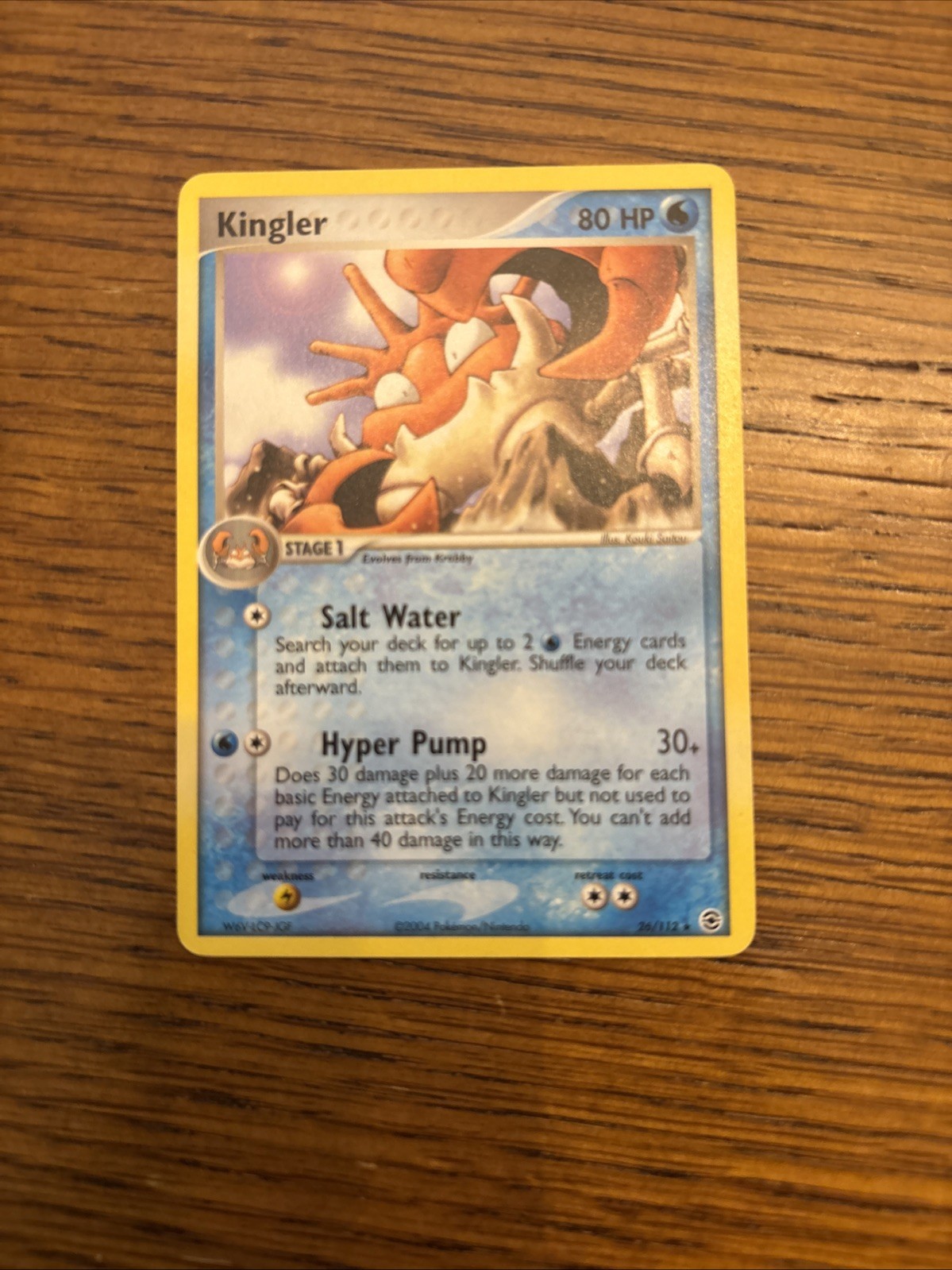 Kingler Pokemon Card Hp 80 2004 26/112