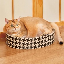 2 In 1 Oval Cat Scratcher Bed Cardboard Bed Lounge Durable Cat Scratch Pad
