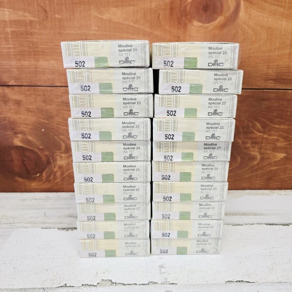 20 Boxes DMC 502 Green Thread Mouline Special 25 Art 117 Embroidery Needlepoint - Image 2 of 4