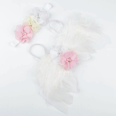 Newborn Toddler Baby Fadd Angel Wings & Headband Prop Girls Costume Outfit