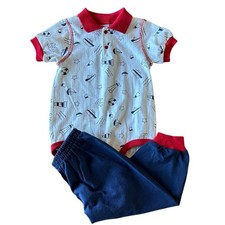 Buster Brown Vtg Baby Boys Size 18 Months Polo Shirt Pants Set Nautical Sailor