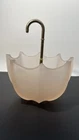 Vintage Fenton 1950s Pink Frosted Satin Glass Umbrella Trinket Dish, Ring Dish