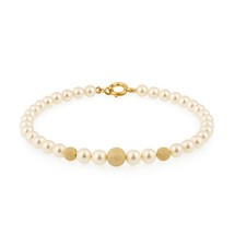 Bracciale Perle Naturali acqua dolce applicazioni in Oro Giallo 18 KT diamantate