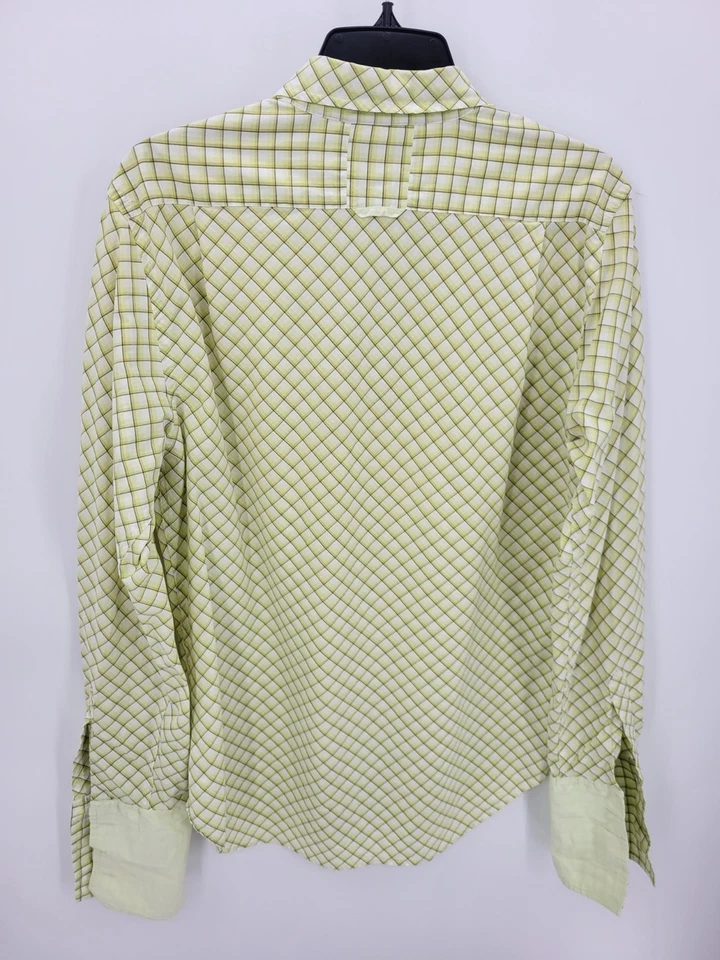Guess Shirt Mens Large Yellow Plaid Long Sleeve Button Up Y2K Retro Hipster 90s - Image 2 of 4