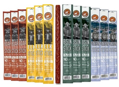 Pearson Ranch Meat Sticks Variety Pack  Elk, Bison, Venison, Wild Boar  Exoti...