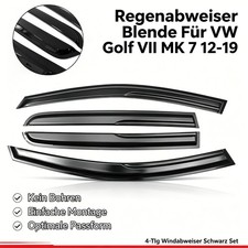 Für VW Golf VII MK 7 12-19 Regenabweiser Blende 4-Tlg Windabweiser Schwarz Set