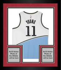 Framed Trae Young Atlanta Hawks Signed Nike 2024-25 White City Swingman Jersey