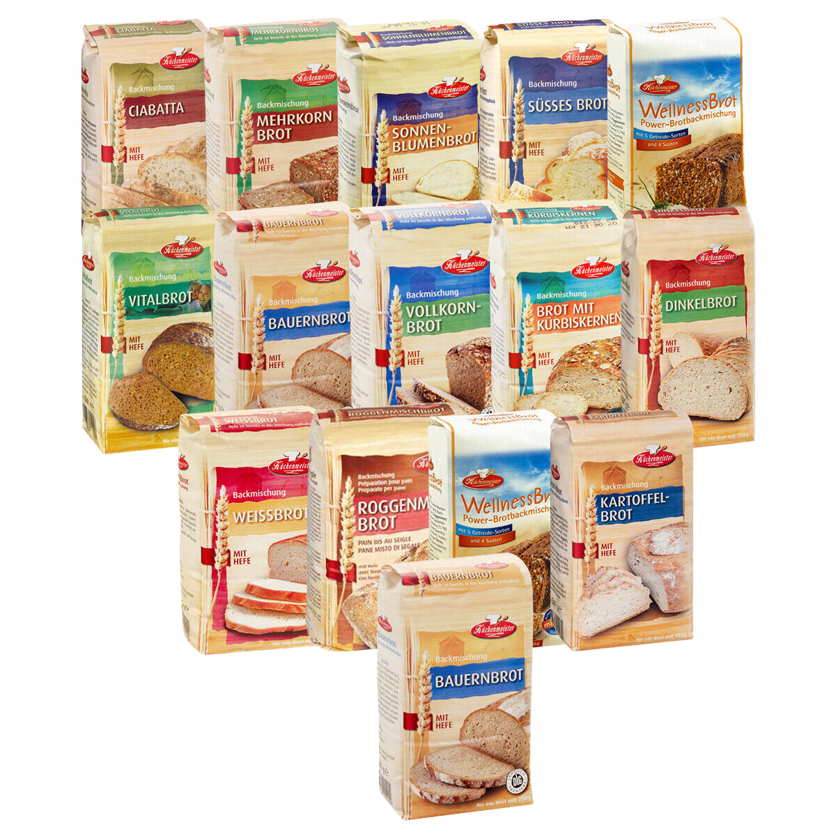 BIELMEIER Brotbackmischung 15-teiliges Kennenlern-Set á 500 g Küchenmeister