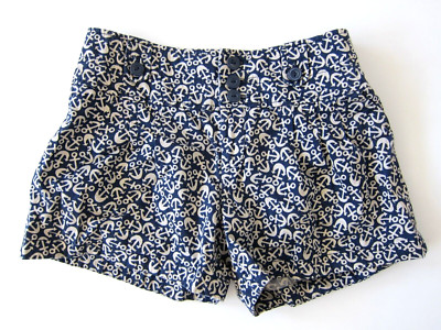 Hei Hei Anthropologie 100% Cotton Blue Anchor Sailor Boat Pleated Short Women 2