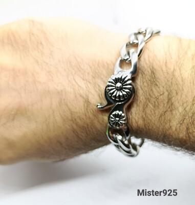 Herrenarmband massives Netz einzigartig Edelstahl antiallergisch kubanische Klumpen