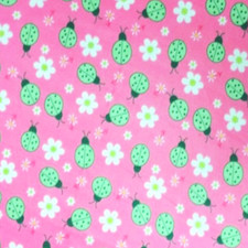 Ladybugs Daisies Fuchsia Print Fleece Fabric - 60" Wide - Sold by The Yard