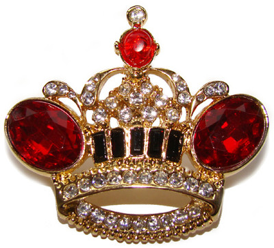 Broche Couronne Rouge Strass - Bijou Fantaisie Tendance Femme - Fabergé Style