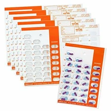 Monthly 31 Day Medication Blister Cards Cold Seal 6 pack (Orange)