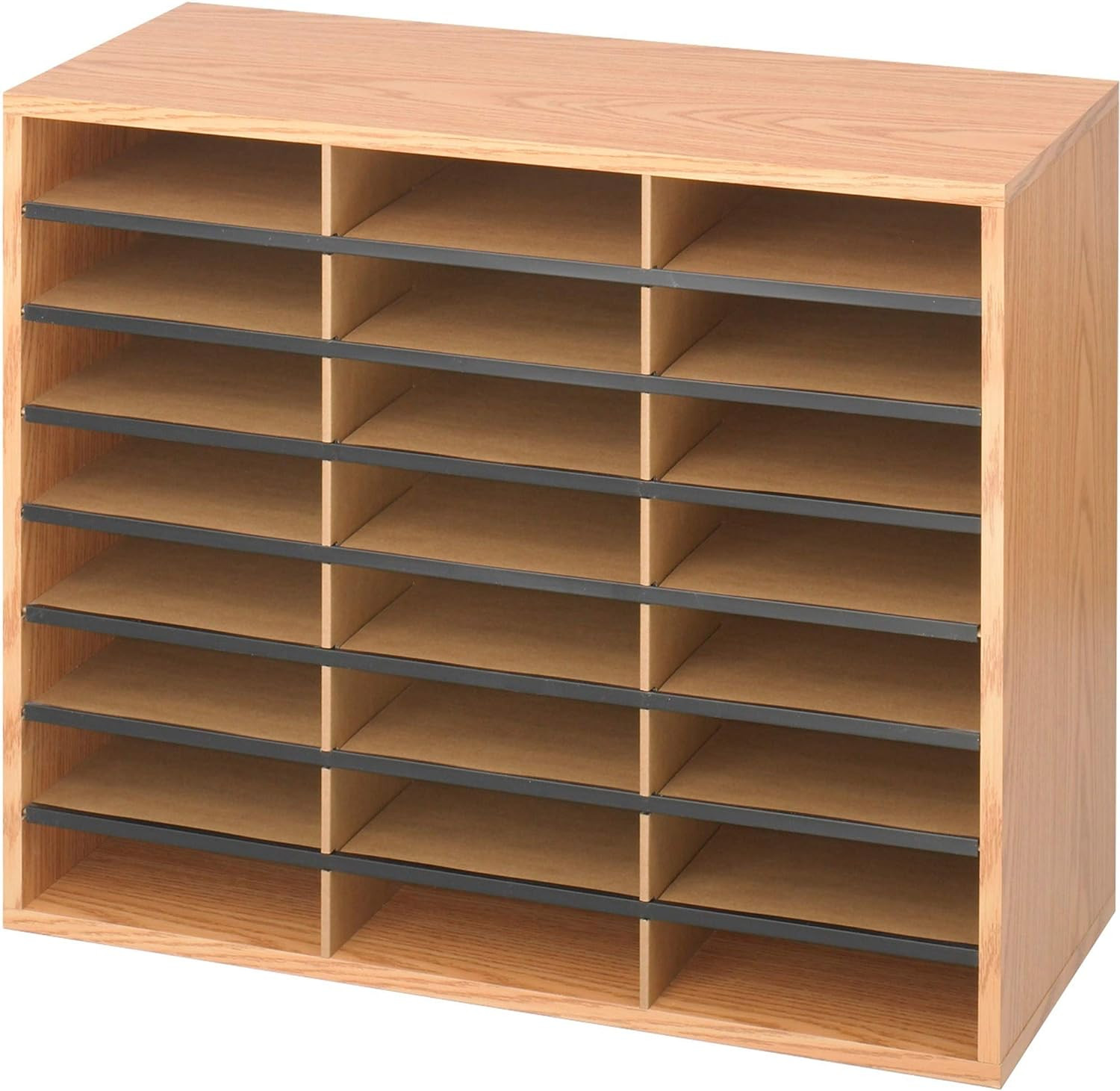 Wooden Paper and Mail Organizer for Home Office and Classroom, 24 Letter-Size Co