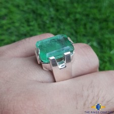 Mens Emerald Gemstone 925 Sterling Silver Handmade Men Ring For Gift Size US 9