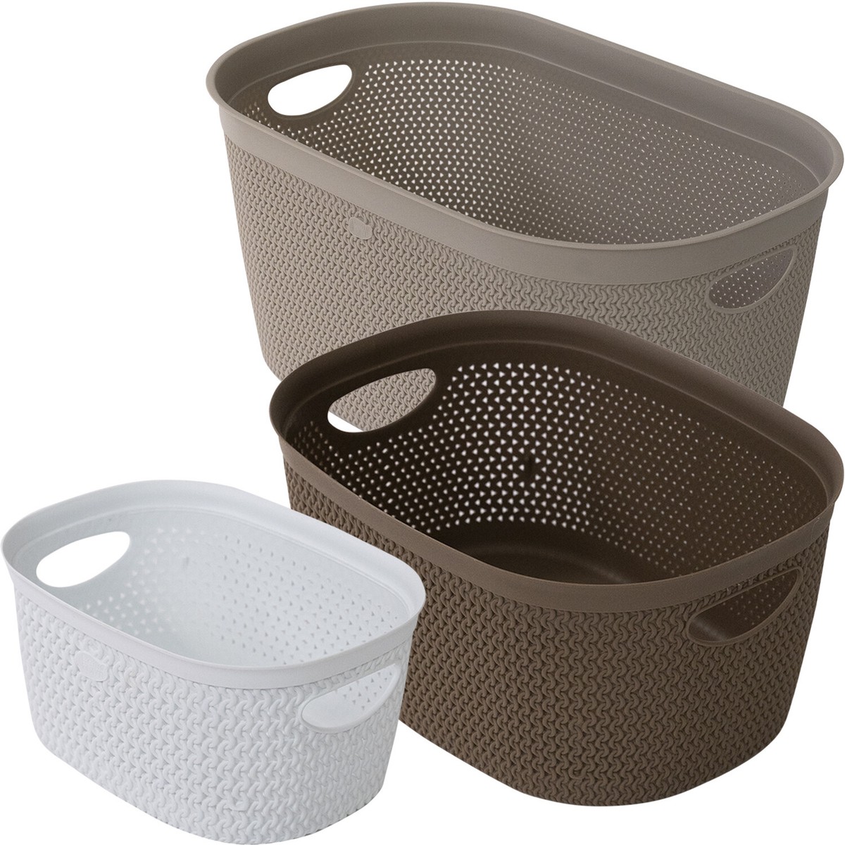 Ecoplast | Bacinella Bucato Tonda 13Lt, Cesta Portabiancheria in Plastica con Manici, Colori Assortiti Lavanda/Bianco/Tortora, ø36,5x18 | Leroy Merlin
