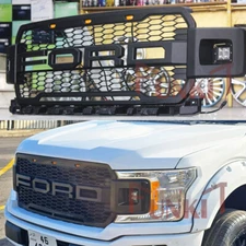 Upgrade Front Grille For 2018- 2020 Ford F150 Raptor Style Grill W/ Letters/LEDs