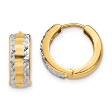 14k Two-tone Gold Hinged Hoop Earrings 1.72g Perfect Gift for Her