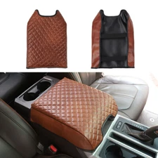 Brown Leather Central Armrest Cushion Cover Pad Case Mat For Ford F150 2015-2020