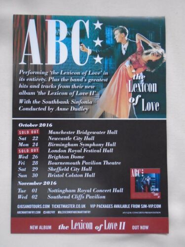 ABC Live in Concert "The Lexicon of Love 2" UK tour 2016 Promotional tour flyer - Picture 1 of 1