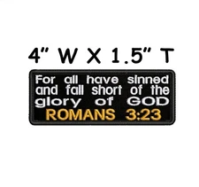 Romans 3:23 Patch Embroidered Iron-on Applique Bible Verse Love Jesus God Faith