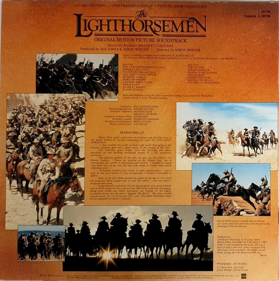 Mario Millo-The Lighthorsemen (Original Soundtrack) LP 1987 Festival L-38796 - Image 3 of 3