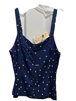 Red Camel Womens Blue Polka dot Spaghetti Strap Cropped Top Size M New With  Tags