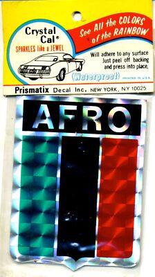 vtg prismatic sticker 70's novelty AFRO black power 