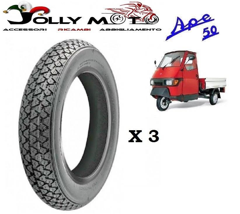3 PNEUMATICI GOMME COPERTONI DEESTONE 100-90-R10 PIAGGIO APE 50 8 TL RINFORZATE