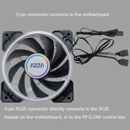 Paquete de 3: Estuche para PC RGB LED para juegos AZZA Hurricane: controlador, ventilador de 120 mm, control remoto - Imagen 6 de 12