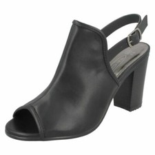 Ladies Spot On Block Heel Sling-Back Sandal