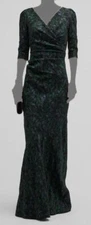 $895 Rickie Freeman for Teri Jon Women's Black Jacquard Gown Dress Size 4