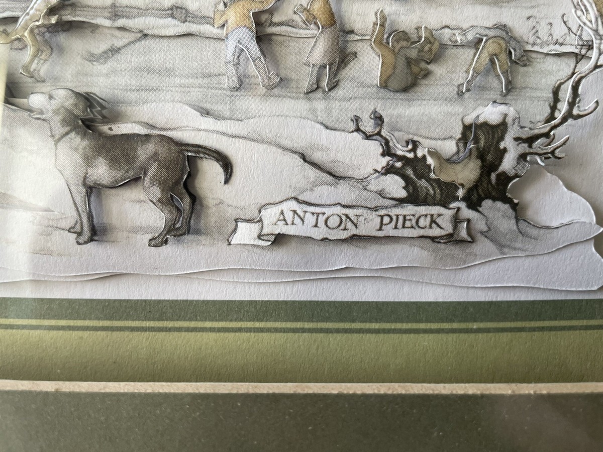 Vintage Anton Pieck Snowman Scene 3D Shadow Box Picture Framed