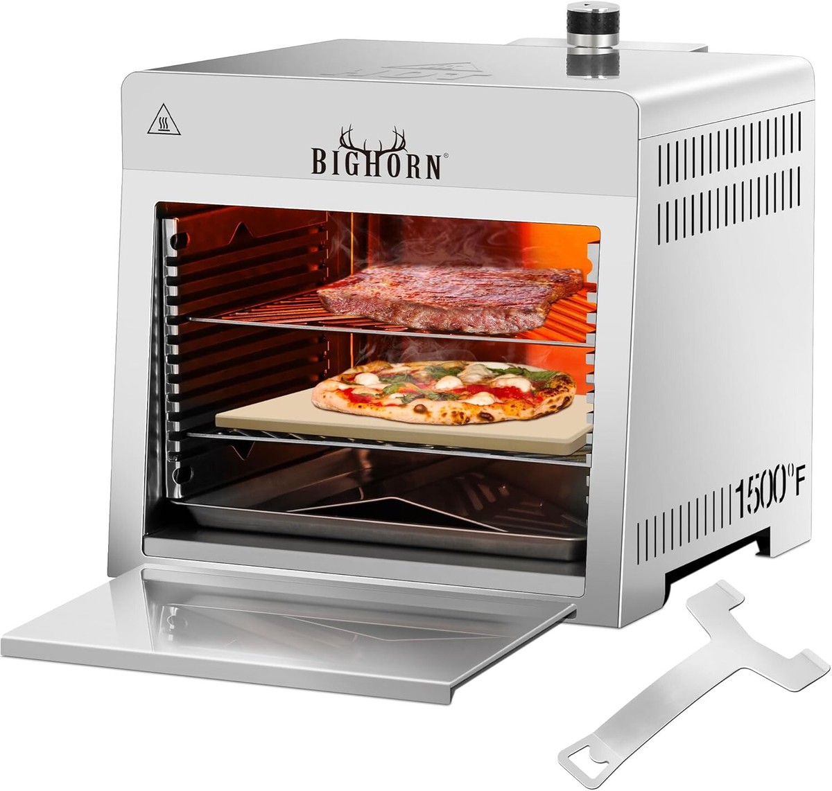 HORN Portable Tabletop OUTDOORS Infrared Propane Broiler, BIG Steak 1500°F  Grill