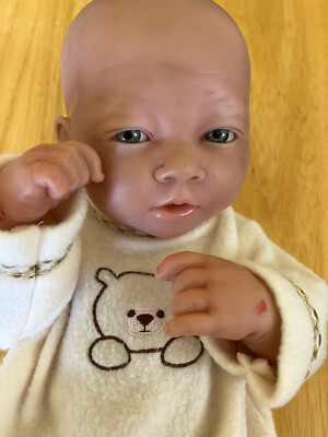 Berenguer 14  New Born Girl, Lifelike Blue Eyes, Red Marker Damage