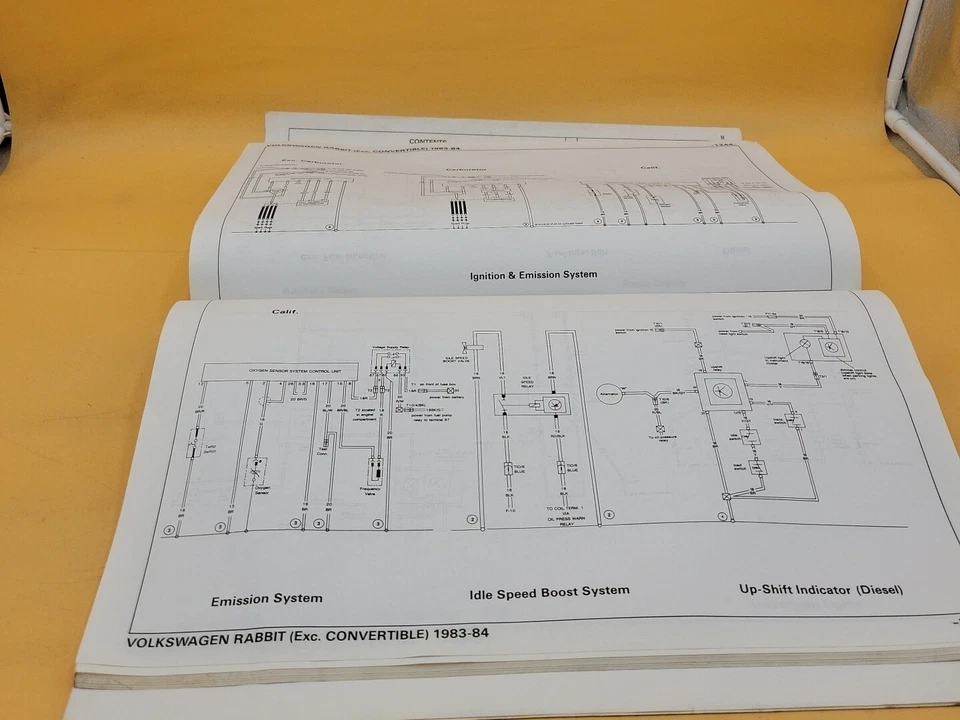 HOJAS GUÍA DIAGRAMAS DE CABLEADO ELÉCTRICO VOLKSWAGEN RABBIT 1983-84 KLM automático  Foto 4 de 4