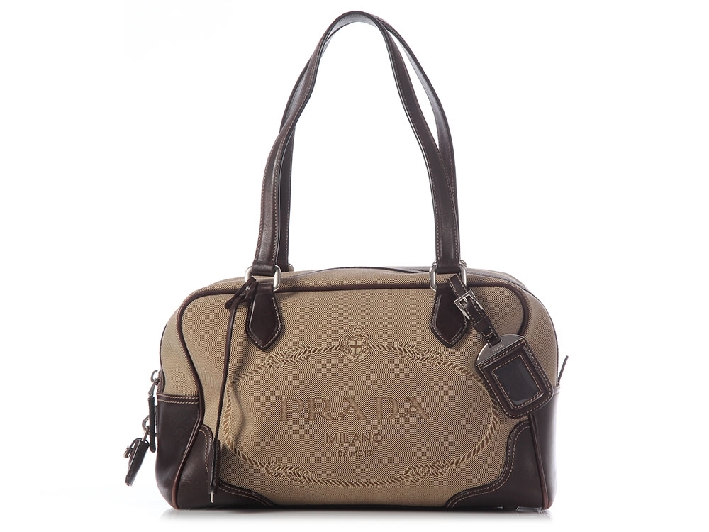 バッグ Archive Prada Tote bag Leather Brown y2k Prada Handbag Shoulder bag Brown Triangle logo Leather Suede