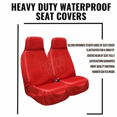 Red Car Seat Covers Front Seats Heavy Duty 100% Waterproof Rubber Coated  1+1 UK