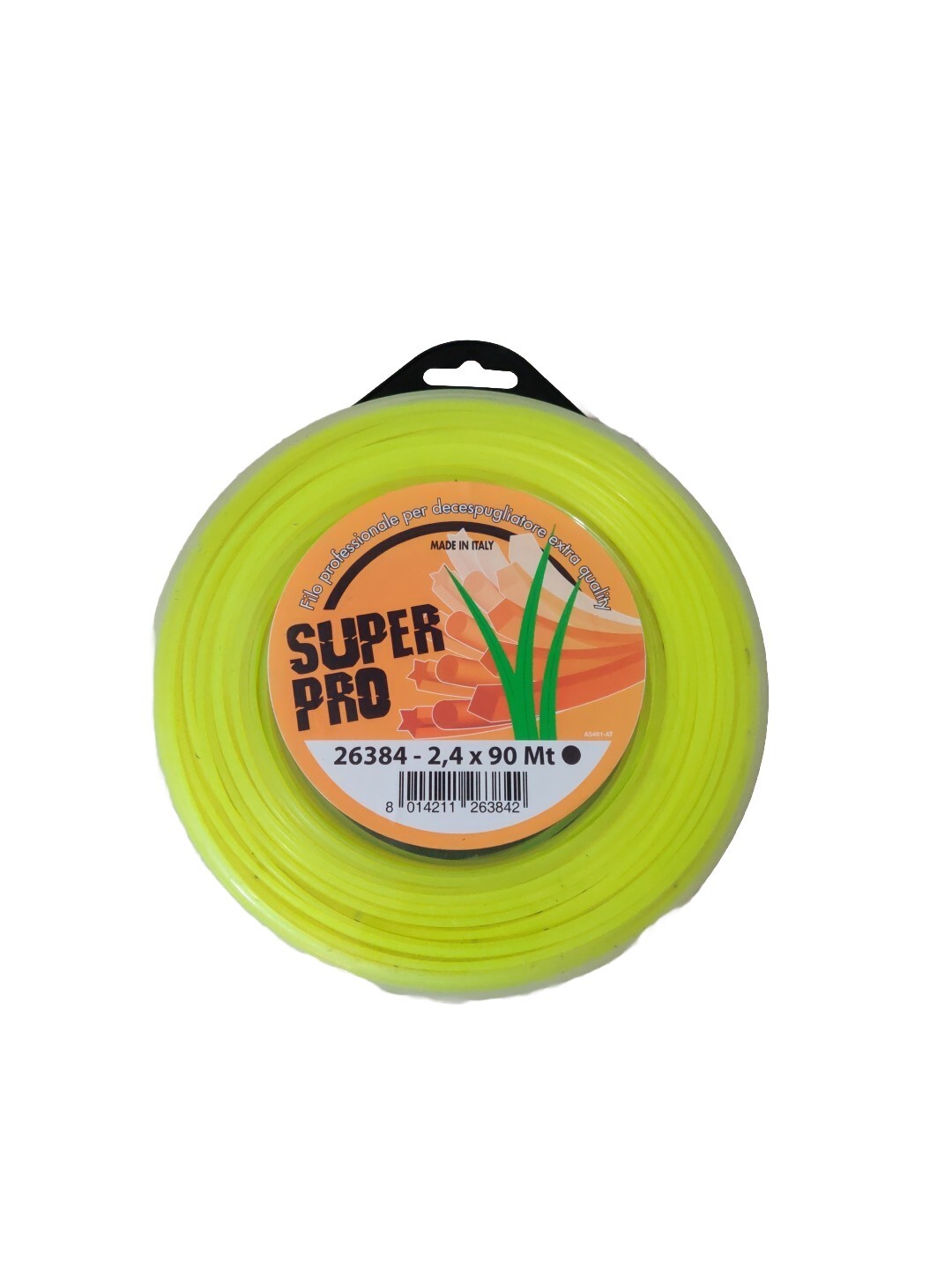 SUPER PRO Filo Decespugliatore 2,4mm bobina 90mt Giallo
