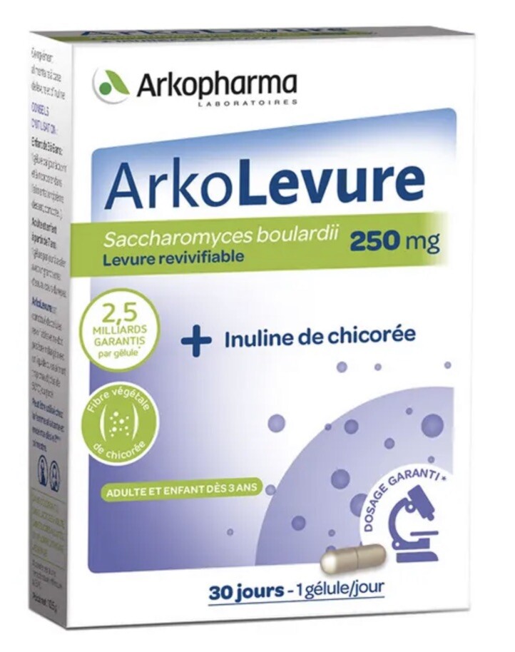 Arkolevure Saccharomyces boulardii 250mg Arkopharma 30 gélules pour flore intestinale