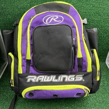 Rawlings Baseball Hybrid Equipment Backpack Black Purple Neon Green Softball