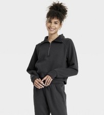 All in Motion Fleece Half Zip Pullover Sweatshirt, Black, L, Relaxed Fit, NWT 