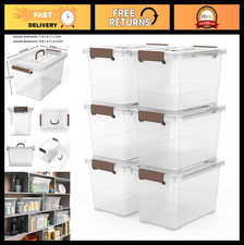 6-Pack Clear 7 Quart Stackable Storage Bins with Latching Lid Handle, Multi-Pu