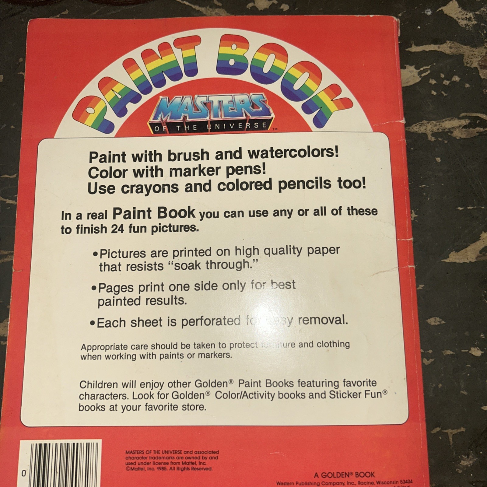1984 Masters Of The Universe Paint With Water Used Coloring Book