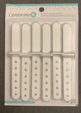CELEBRATE IT REUSABLE WHITE POPSICLE STICKS 6PC 4.5" NEW BAKING NIP SEALED