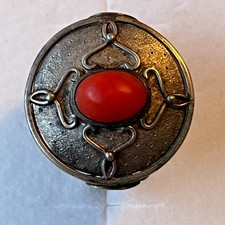 Vtg .835 Silver Coral Ring 5.2 gram sz 6.25 : Tibet Nepal Burma China Asian